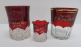 Three Milwaukee souvenir ruby flash glass pieces