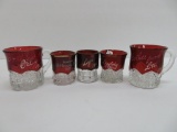 Ruby Flash glass mugs, 1907-1930, souvenirs