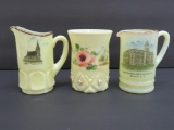 Custard glass creamers and tumbler, South Dakota souvenirs