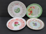 Four floral Wisconsin Calendar plates