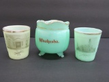 Three Waukesha Souvenir pieces, creamer and two toothpick holder