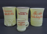 Four pieces of Wisconsin Souvenir custard glass, tumblers and mug