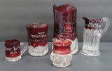 Michigan souvenir ruby flash glass