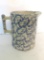 Spongeware pitcher, blue mottled, stoneware, 6 1/2