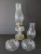 Oil lamp and etched glass oil lamp fonts