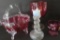 Assorted Cranberry and art glass, 4 pieces