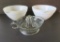 Fire King milk glass handled mixing batter bowls and glass reamer