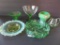 Green depression and ornate pattern glass lot