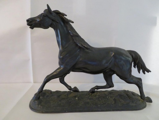 Running Horse metal statue, clock top, 10" x 13"