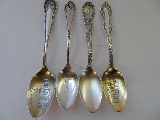 For Sterling souvenir spoons, for from Wisconsin and one from Virginia