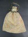 Vintage Gold mesh expandable purse bag, satin lined