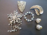 Assorted Rhinestone and silvertone jewelry