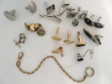 Assorted vintage cuff links and tie bars