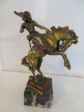 Antique Armor Bronze NY mounted Indian Warrior Statue, 10 1/2