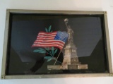 Statue of Liberty reverse painted tray, 16 1/2