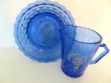 Cobalt blue Shirley Temple cereal set, Grocery Store Premium, A & P