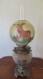 Stag Gone with the Wind Lamp, electrified, working, 25