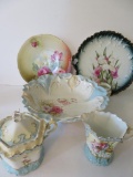 Bavarian Floral decorated china, creamer/sugar, bowls and plates