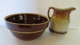 Stoneware pitcher and bowl