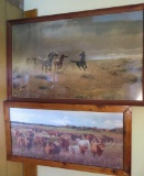 Very Large Wild Horse and Long Horn Cattle prints