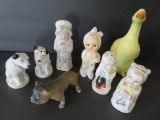 RCA Victor dog & figural woman salt and pepper shakers,and figurines