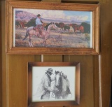 Western art prints, one side WH Ford