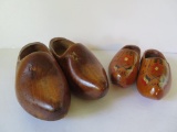 Two sets of wooden shoes