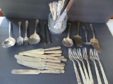 Assorted flatware and spooner