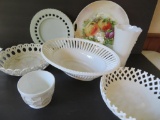Milk Glass and fruit plate