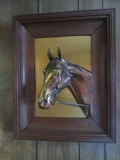 3D metal horse head plaque framed, 19