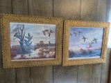 Two duck prints in ornate frames, 16 1/2