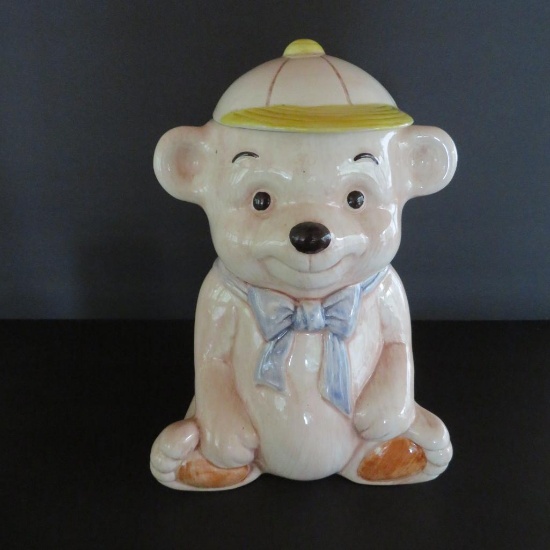 13" Treasure Craft Cookie Jar, Teddy Bear with hat