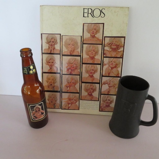Eros Marilyn Monroe book, Playboy mug and nude beer bottle