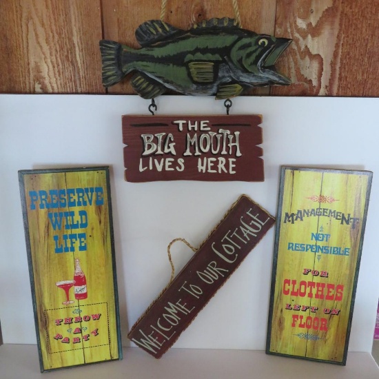 Wooden Motto signs, lake and tavern themed