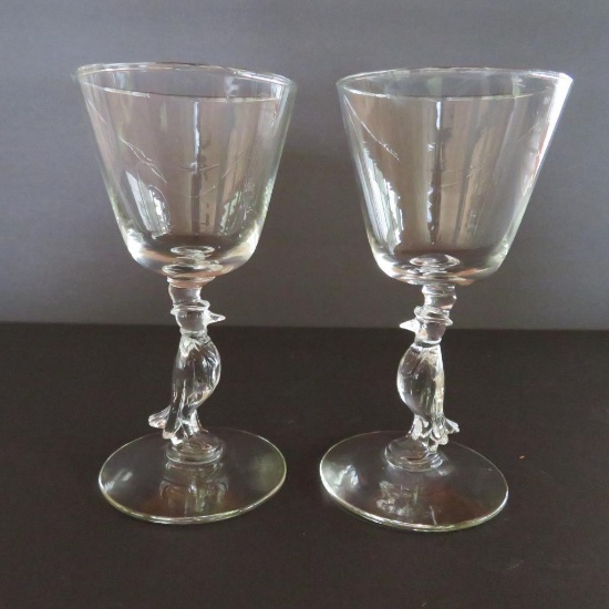 Two Old Crow Whiskey Glasses