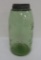 Mason 1858 Canning Jar, green-yellow, quart, Keystone in circle