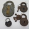 Four old antique locks and keys