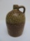 Unusual glazed jug, two tone salt glaze, 10 1/2