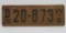1926 Wisconsin License Plate, 14 1/2