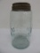 1858 Mason's Patent 1858 aqua quart jar, Port on reverse, 6