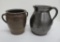 Redware Pitcher and two handled jar