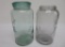 Aqua and Clear The Victor 1899 Quart Jars and glass Mason Ball lid CFJ Co