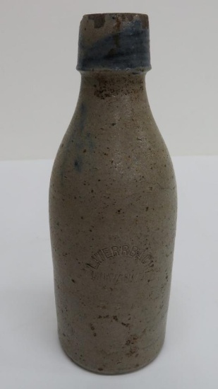 L Werrbach Milwaukee stoneware bottle, 7 3/4"