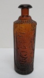 Tippecanoe log bitters bottle, HH Warner & Co, amber, 9