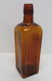 Mischler Herb Bitters Bottle, Amber, 9 1/4