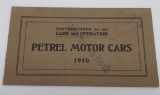 1910 Petrel Motor Car brochure for care and operations