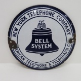 New York Telephone Company Bell System enamal sign, 8