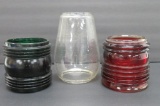 Three vintage glass lantern globes