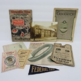 Vintage Tire Advertising , automotive parts catalogs and real photo of automotive garage