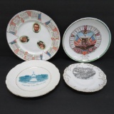 Four military themed china plates